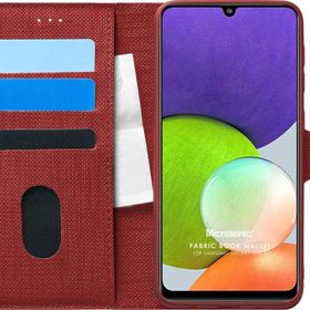 Microsonic Samsung Galaxy A22 4G Fabric Book Wallet Kırmızı Kılıf