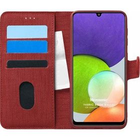 Microsonic Samsung Galaxy A22 4G Fabric Book Wallet Kırmızı Kılıf