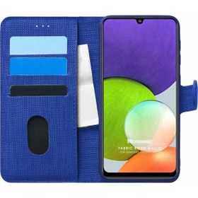 Microsonic Samsung Galaxy A22 4G Fabric Book Wallet Lacivert Kılıf