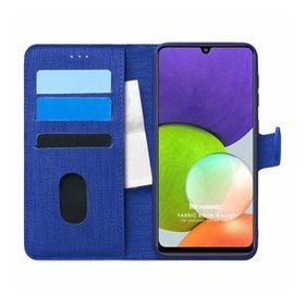 Microsonic Samsung Galaxy A22 4G Fabric Book Wallet Lacivert Kılıf