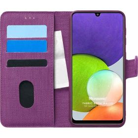 Microsonic Samsung Galaxy A22 4G Fabric Book Wallet Mor Kılıf