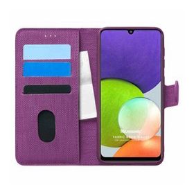 Microsonic Samsung Galaxy A22 4G Fabric Book Wallet Mor Kılıf