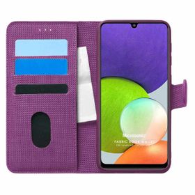 Microsonic Samsung Galaxy A22 4G Fabric Book Wallet Mor Kılıf