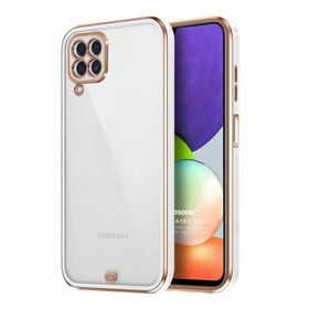 Microsonic Samsung Galaxy A22 4G Laser Plated Soft Beyaz Kılıf