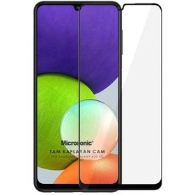 Microsonic Samsung Galaxy A22 4G Tam Kaplayan Temperli Siyah Cam Ekran Koruyucu