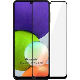 Microsonic Samsung Galaxy A22 4G Tam Kaplayan Temperli Siyah Cam Ekran Koruyucu