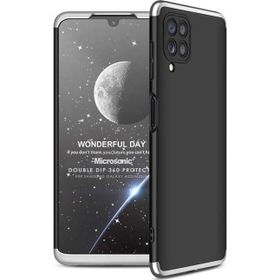 Microsonic Samsung Galaxy A22 Double Dip 360 Protective Siyah Gri Kılıf