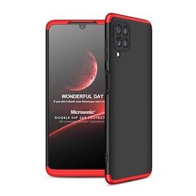 Microsonic Samsung Galaxy A22 Double Dip 360 Protective Siyah Kırmızı Kılıf