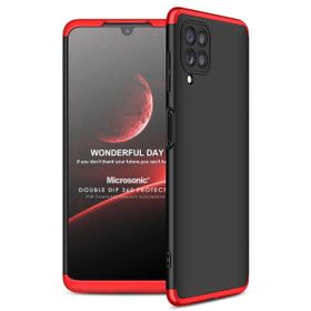 Microsonic Samsung Galaxy A22 Double Dip 360 Protective Siyah Kırmızı Kılıf