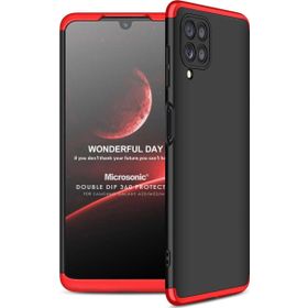 Microsonic Samsung Galaxy A22 Double Dip 360 Protective Siyah Kırmızı Kılıf