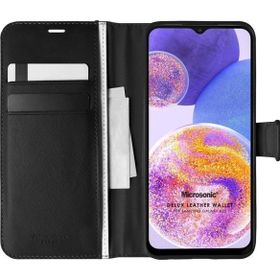 Microsonic Samsung Galaxy A23 Delux Leather Wallet Siyah Kılıf
