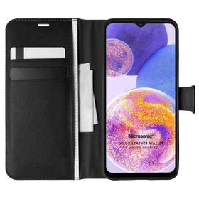Microsonic Samsung Galaxy A23 Delux Leather Wallet Siyah Kılıf