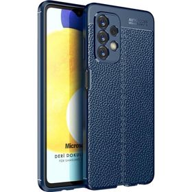 Microsonic Samsung Galaxy A23 Deri Dokulu Silikon Lacivert Kılıf