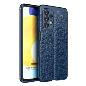 Microsonic Samsung Galaxy A23 Deri Dokulu Silikon Lacivert Kılıf