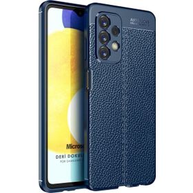 Microsonic Samsung Galaxy A23 Deri Dokulu Silikon Lacivert Kılıf