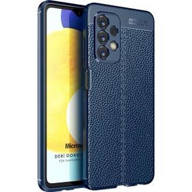 Microsonic Samsung Galaxy A23 Deri Dokulu Silikon Lacivert Kılıf