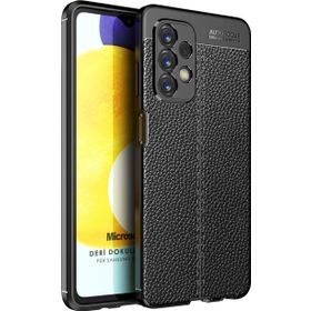 Microsonic Samsung Galaxy A23 Deri Dokulu Silikon Siyah Kılıf