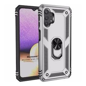Microsonic Samsung Galaxy A23 Military Ring Holder Gümüş Kılıf