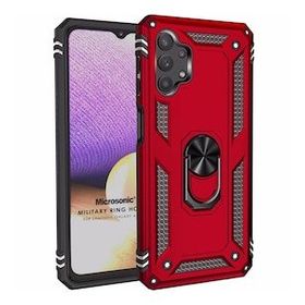 Microsonic Samsung Galaxy A23 Military Ring Holder Kırmızı Kılıf