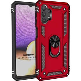 Microsonic Samsung Galaxy A23 Military Ring Holder Kırmızı Kılıf