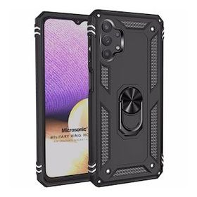 Microsonic Samsung Galaxy A23 Military Ring Holder Siyah Kılıf