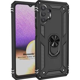 Microsonic Samsung Galaxy A23 Military Ring Holder Siyah Kılıf