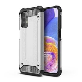 Microsonic Samsung Galaxy A23 Rugged Armor Gümüş Kılıf