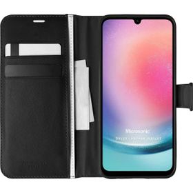 Microsonic Samsung Galaxy A24 Delux Leather Wallet Siyah Kılıf