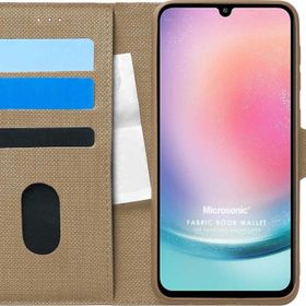 Microsonic Samsung Galaxy A24 Fabric Book Wallet Gold Kılıf