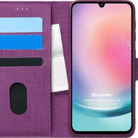 Microsonic Samsung Galaxy A24 Fabric Book Wallet Mor Kılıf