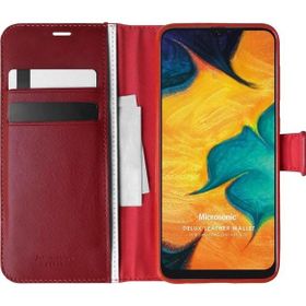 Microsonic Samsung Galaxy A30 Delux Leather Wallet Kırmızı Kılıf
