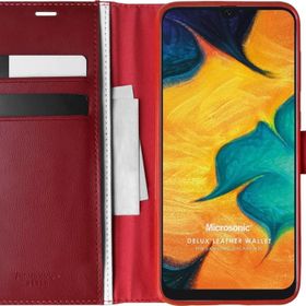 Microsonic Samsung Galaxy A30 Delux Leather Wallet Kırmızı Kılıf