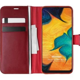 Microsonic Samsung Galaxy A30 Delux Leather Wallet Kırmızı Kılıf