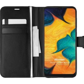 Microsonic Samsung Galaxy A30 Delux Leather Wallet Siyah Kılıf