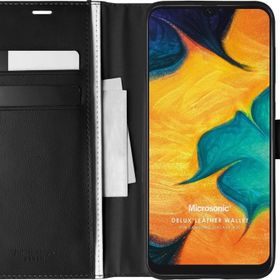 Microsonic Samsung Galaxy A30 Delux Leather Wallet Siyah Kılıf