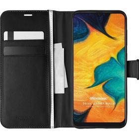 Microsonic Samsung Galaxy A30 Delux Leather Wallet Siyah Kılıf