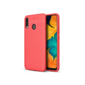 Microsonic Samsung Galaxy A30 Deri Dokulu Kırmızı Silikon Kılıf