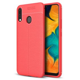 Microsonic Samsung Galaxy A30 Deri Dokulu Kırmızı Silikon Kılıf