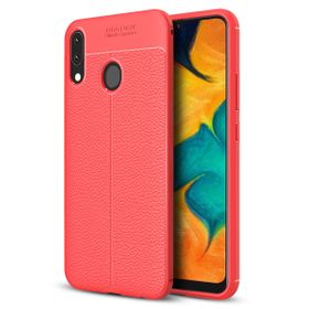Microsonic Samsung Galaxy A30 Deri Dokulu Kırmızı Silikon Kılıf