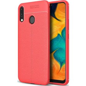 Microsonic Samsung Galaxy A30 Deri Dokulu Kırmızı Silikon Kılıf