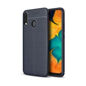Microsonic Samsung Galaxy A30 Deri Dokulu Lacivert Silikon Kılıf