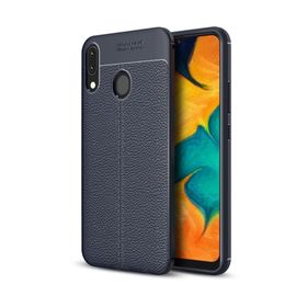 Microsonic Samsung Galaxy A30 Deri Dokulu Lacivert Silikon Kılıf