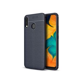 Microsonic Samsung Galaxy A30 Deri Dokulu Lacivert Silikon Kılıf