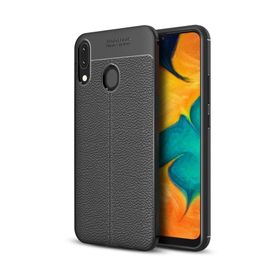 Microsonic Samsung Galaxy A30 Deri Dokulu Siyah Silikon Kılıf