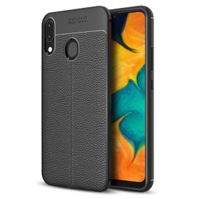 Microsonic Samsung Galaxy A30 Deri Dokulu Siyah Silikon Kılıf