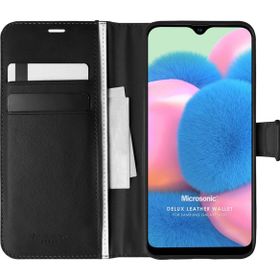 Microsonic Samsung Galaxy A30S Delux Leather Wallet Siyah Kılıf