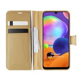 Microsonic Samsung Galaxy A31 Delux Leather Wallet Gold Kılıf