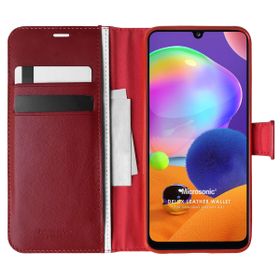 Microsonic Samsung Galaxy A31 Delux Leather Wallet Kırmızı Kılıf