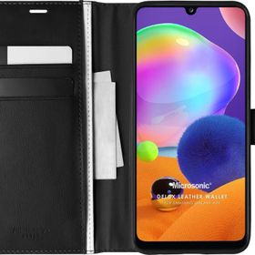 Microsonic Samsung Galaxy A31 Delux Leather Wallet Siyah Kılıf