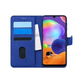 Microsonic Samsung Galaxy A31 Fabric Wallet Lacivert Kılıf